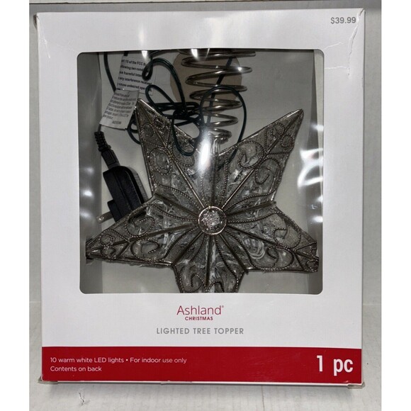 Ashland Christmas Tree Topper Lighted Star - Silver Christmas Tree Topper - Picture 1 of 3